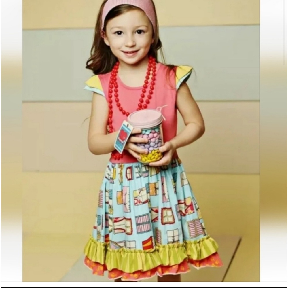 Matilda Jane Symons General Store Window Pane Ruffle Hem Dress size 8